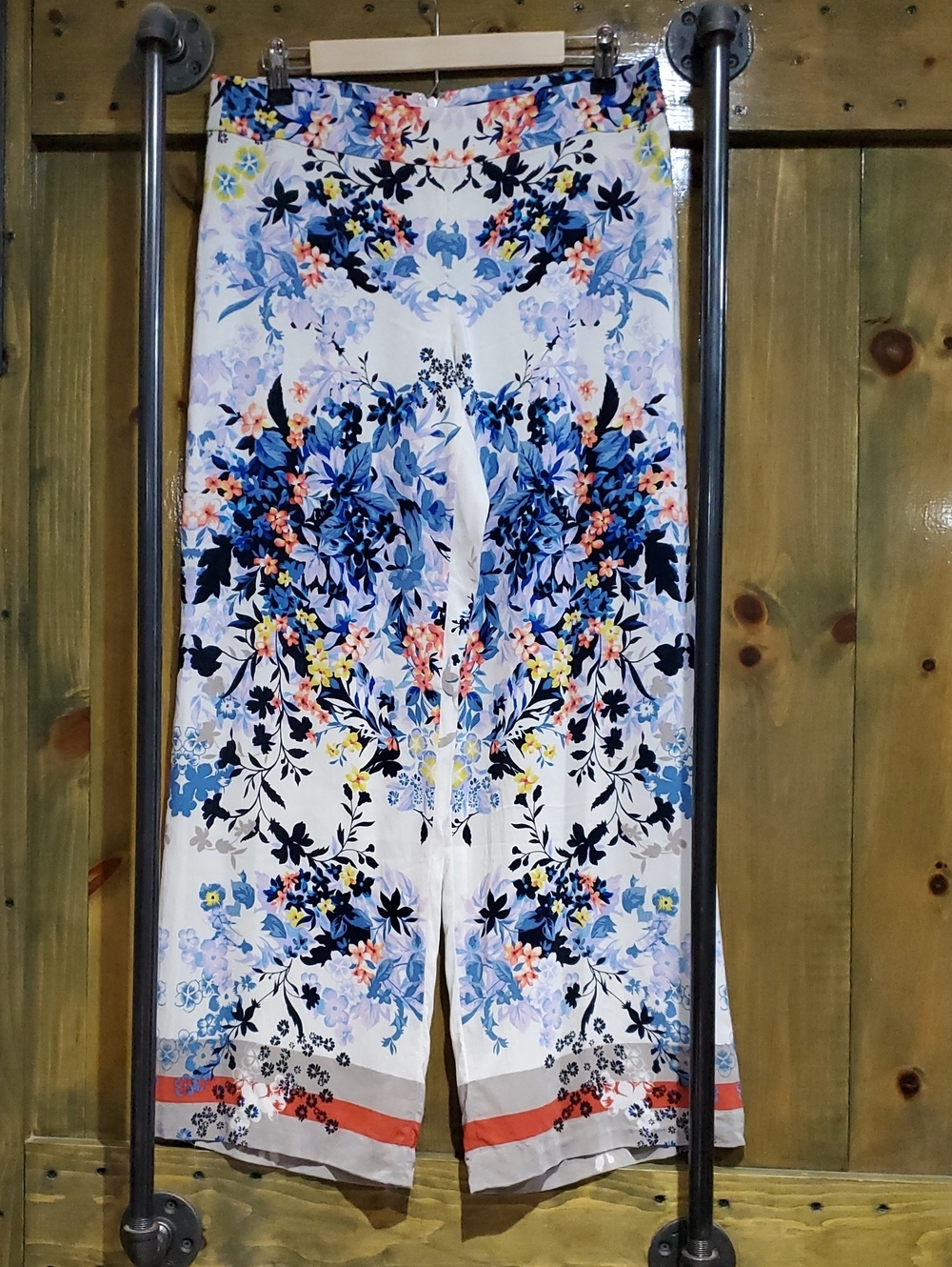 Worth Silk Floral Blue White Pink Orange Trousers